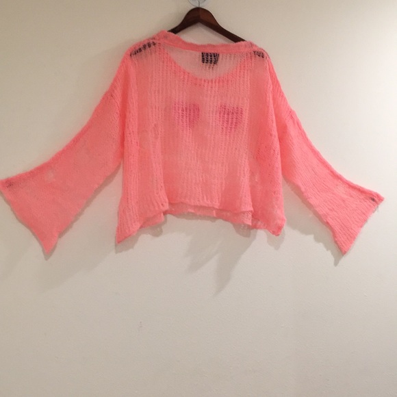 Wildfox Couture White Label Distressed Pink Sequin Heart Lennon Sweater - Picture 4 of 13